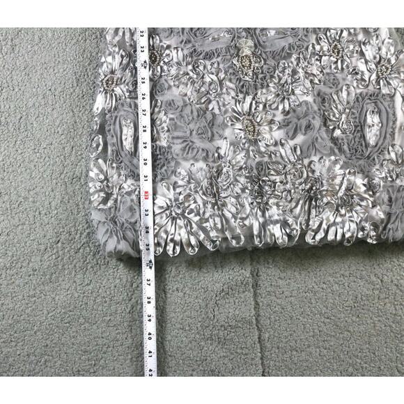 Sue Wong Nocturne Beaded Dress 12 Silver Floral Embroidery Party Cocktail - Picture 8 of 9